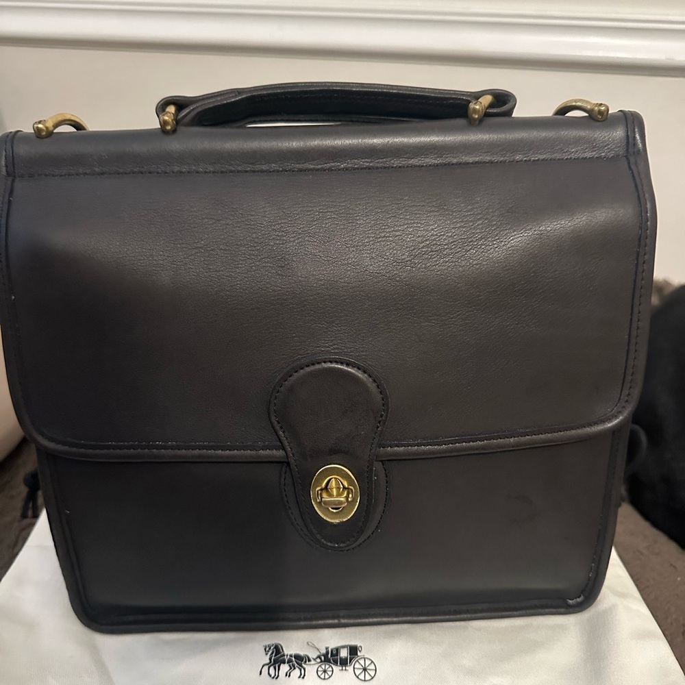 Classic Black Leather Shoulder Bag